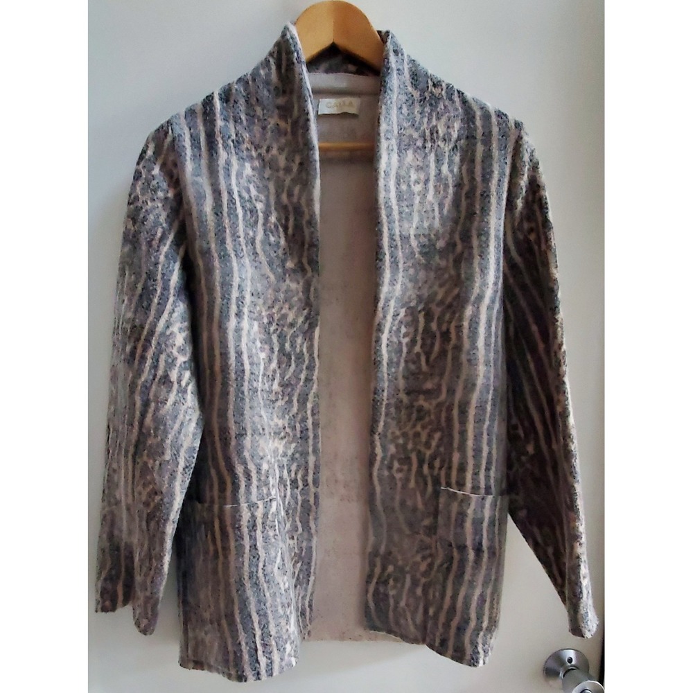 CALLA Paris Cardigan Open Size 36 Italy/XXS US Animal Print 100% Virgin Wool